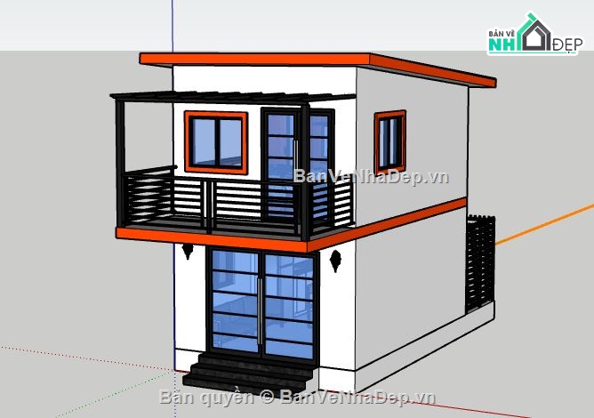 Nhà phố 2 tầng,model su nhà phố 2 tầng,nhà phố 2 tầng file su