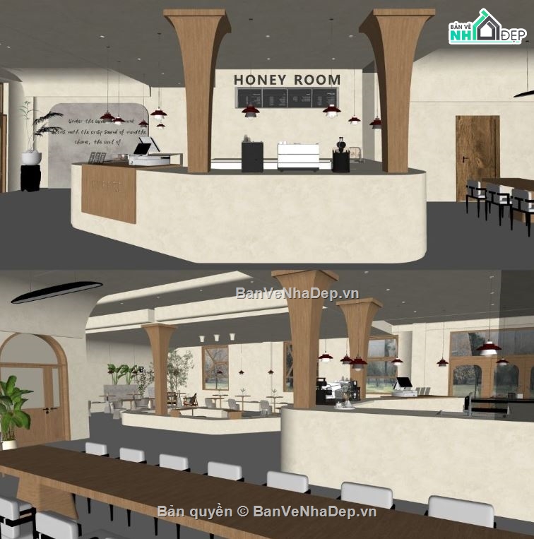 phối cảnh quán cafe,thiết kế nội thất cafe,nội thất quán cafe