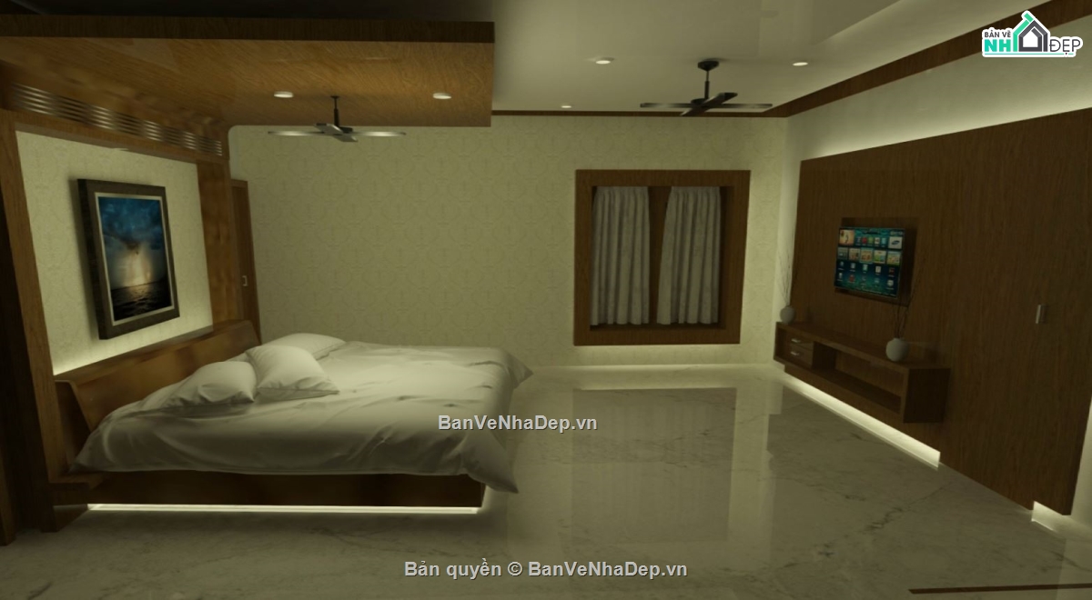 model phòng ngủ hiện đại,phòng ngủ su,phối cảnh phòng ngủ sketchup
