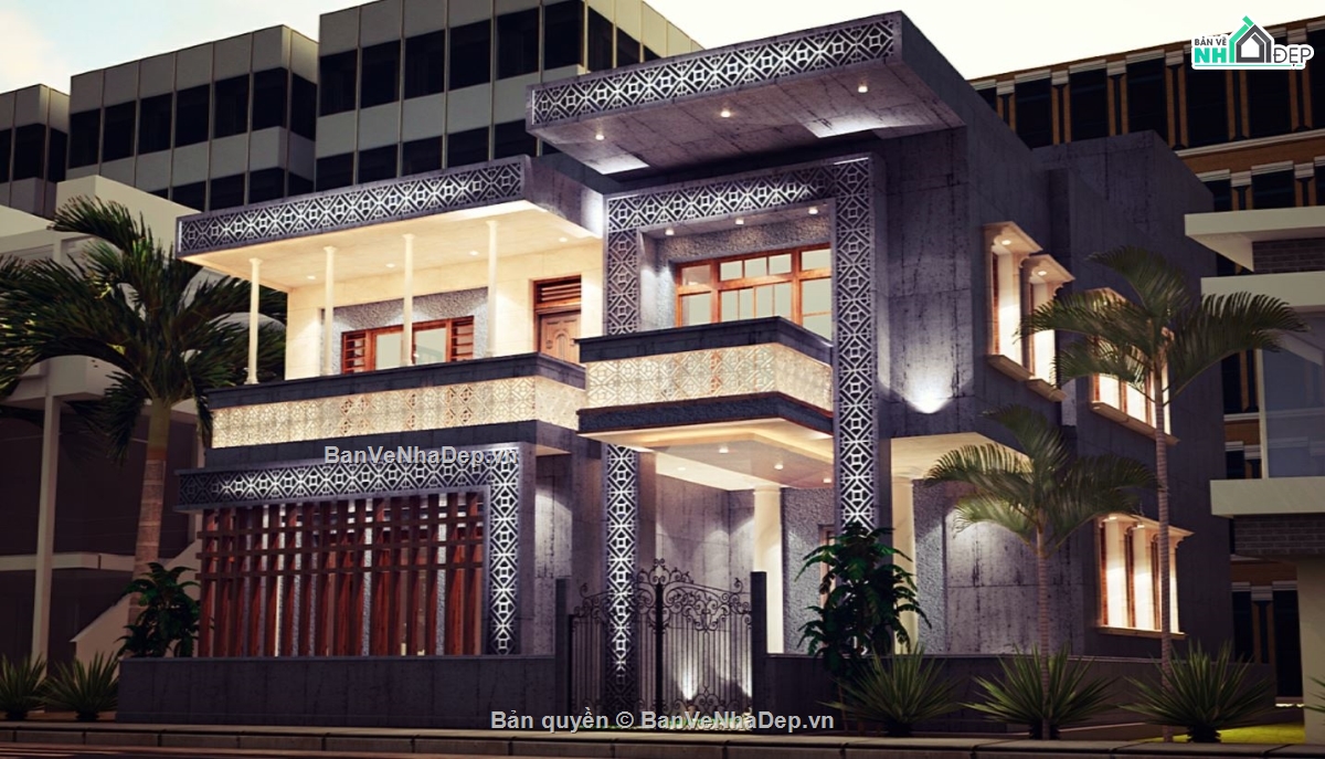 biệt thự 2 tầng,biệt thự đẹp,biệt thự sketchup,biệt thự hiện đại