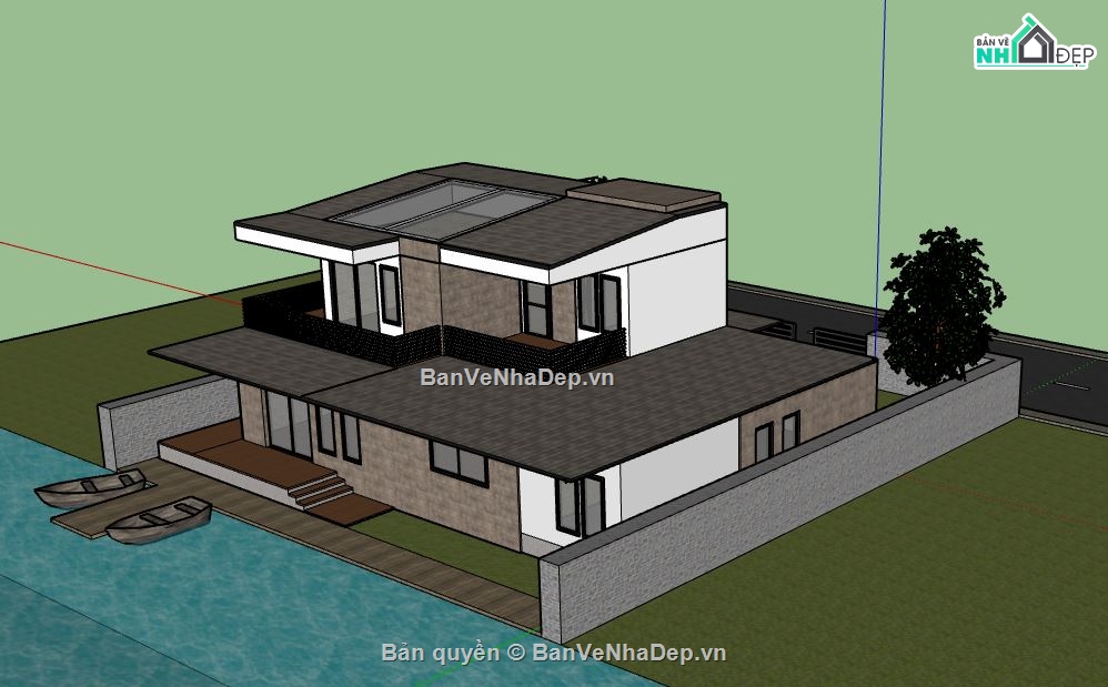 Biệt thự 2 tầng,model su biệt thự 2 tầng,file sketchup biệt thự 2 tầng