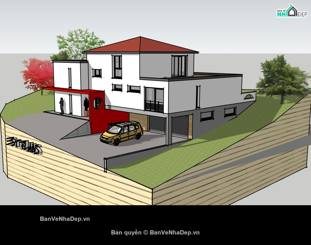 biệt thự 2 tầng,model su biệt thự 2 tầng,biệt thự 2 tầng sketchup,file su biệt thự 2 tầng