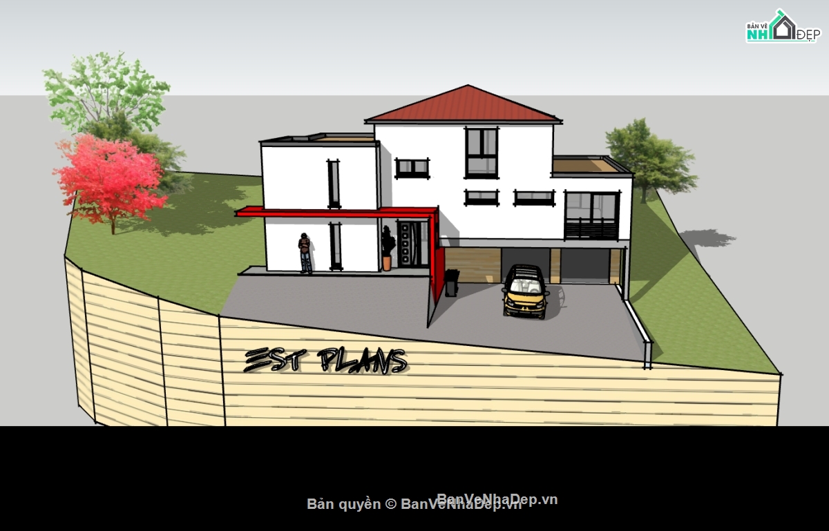 biệt thự 2 tầng,model su biệt thự 2 tầng,biệt thự 2 tầng sketchup,file su biệt thự 2 tầng