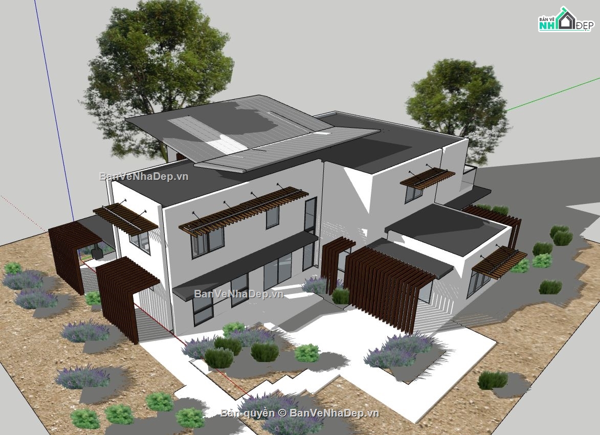 biệt thự 2 tầng,Sketchup biệt thự hiện đại,biệt thự  tầng,biệt thự hiện đại