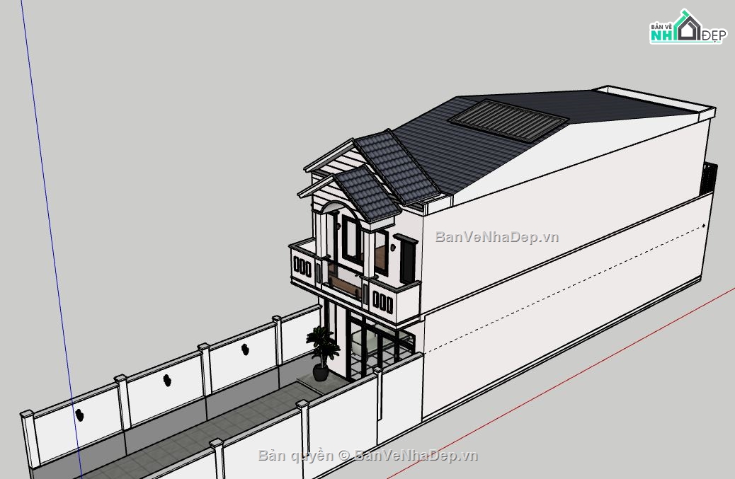 Nhà phố 2 tầng,sketchup nhà phố 2 tầng,file su nhà phố 2 tầng