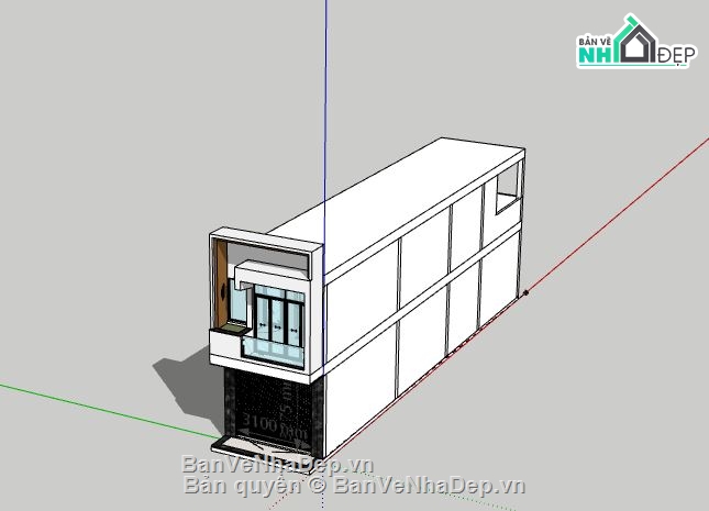 Nhà phố 2 tầng,model su nhà phố 2 tầng,sketchup nhà phố 2 tầng