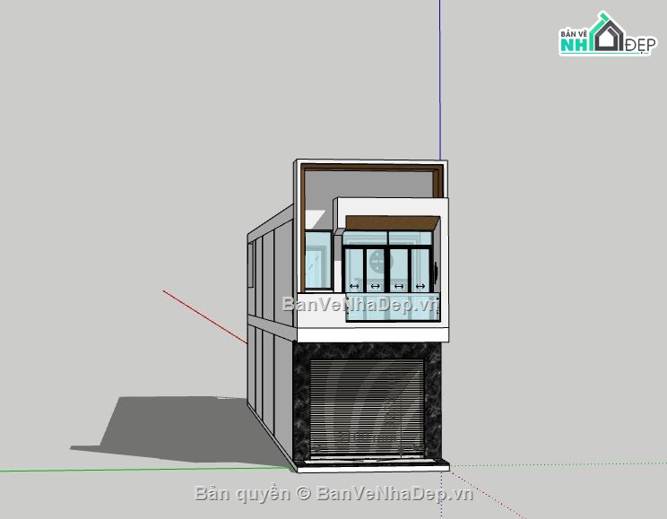 Nhà phố 2 tầng,model su nhà phố 2 tầng,sketchup nhà phố 2 tầng