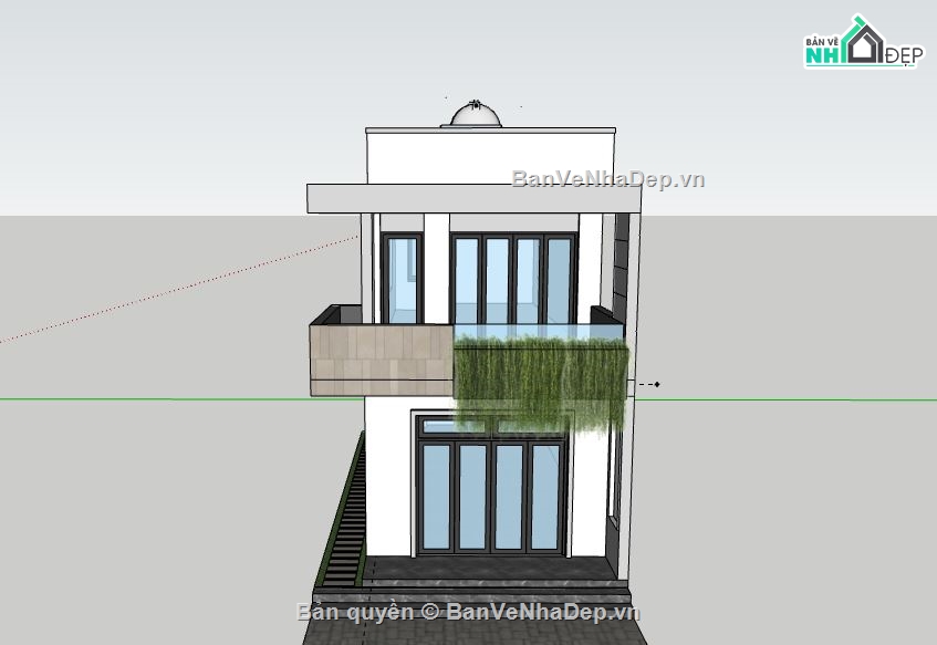 Nhà phố 2 tầng,Model su nhà phố 2 tầng,sketchup nhà phố 2 tầng