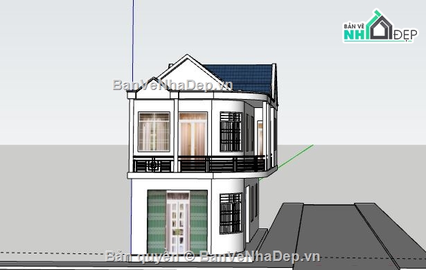 Nhà phố 2 tầng,Model su nhà phố 2 tầng,sketchup nhà phố 2 tầng