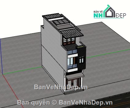 Nhà phố 3 tầng,model su nhà phố 3 tầng,sketchup nhà phố 3 tầng