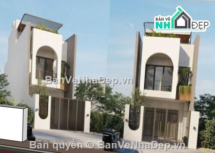 Nhà phố 3 tầng,model su nhà phố 3 tầng,sketchup nhà phố 3 tầng