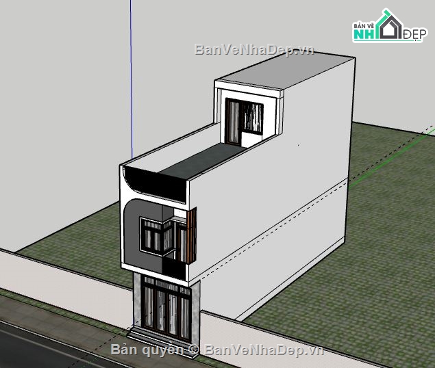 Nhà phố 3 tầng,model su nhà phố 3 tầng,file sketchup nhà phố 3 tầng hiện đại