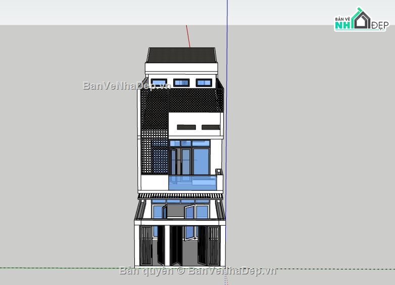 Nhà phố 3 tầng,file su nhà phố 3 tầng,file sketchup nhà phố 3 tầng