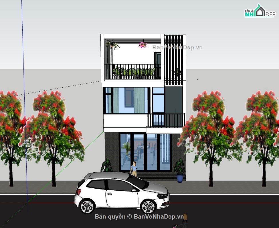 Nhà phố 3 tầng,model su nhà phố 3 tầng,file su nhà phố 3 tầng