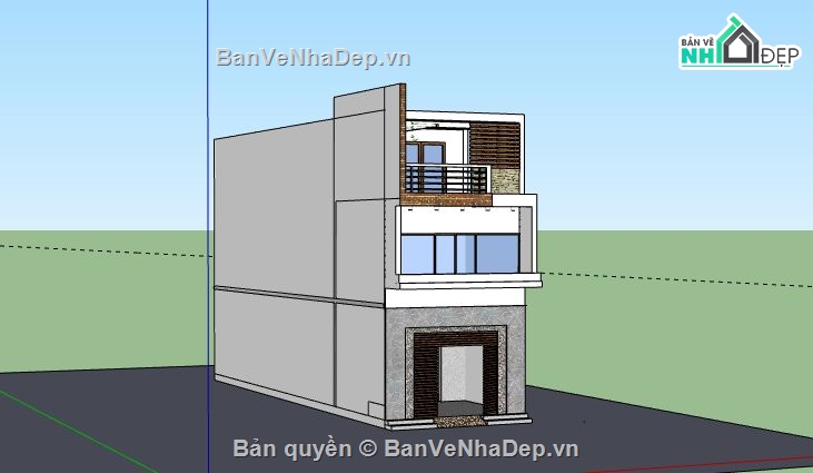 nhà phố 3 tầng,file su nhà phố 3 tầng,sketchup nhà phố 3 tầng