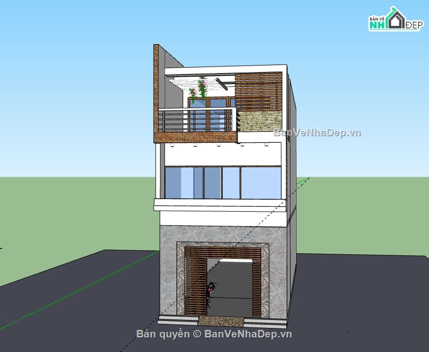 nhà phố 3 tầng,file su nhà phố 3 tầng,sketchup nhà phố 3 tầng