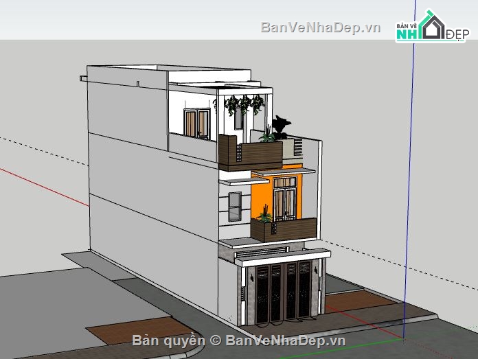 Nhà phố 3 tầng,Nhà phố,model su nhà phố 3 tầng