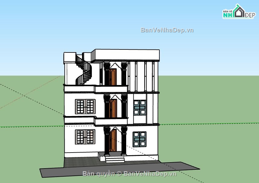 Nhà phố 3 tầng,model su nhà phố 3 tầng,nhà phố 3 tầng file su