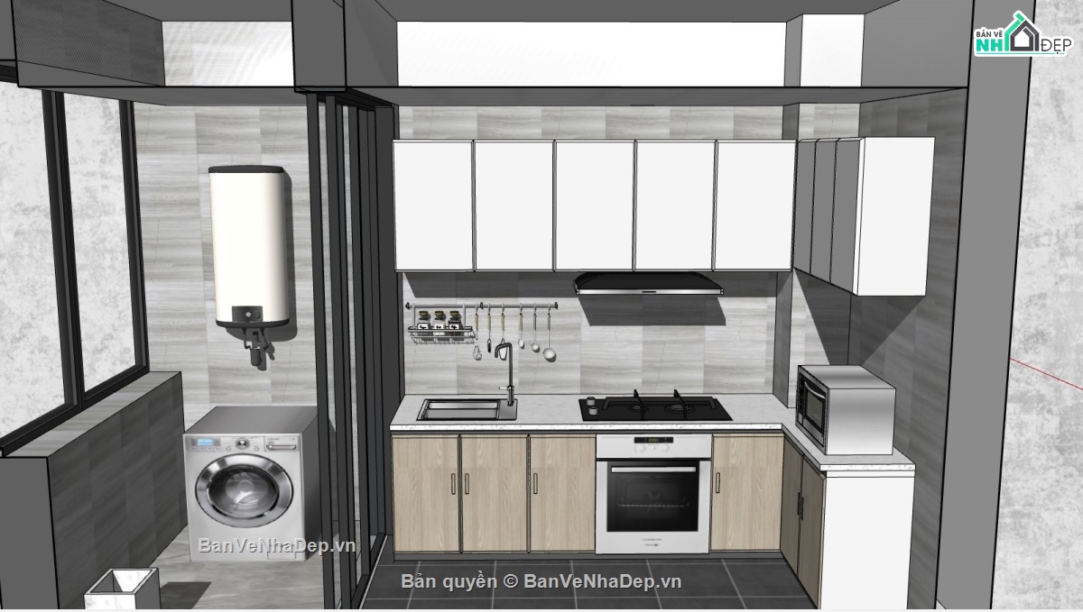 nội thất phòng bếp,model su phòng bếp,sketchup phòng bếp