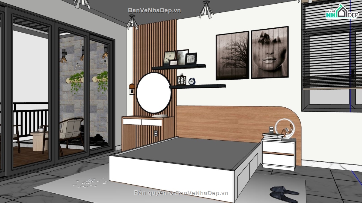 nội thất phòng ngủ,mẫu phòng ngủ,Sketchup mẫu nội thất