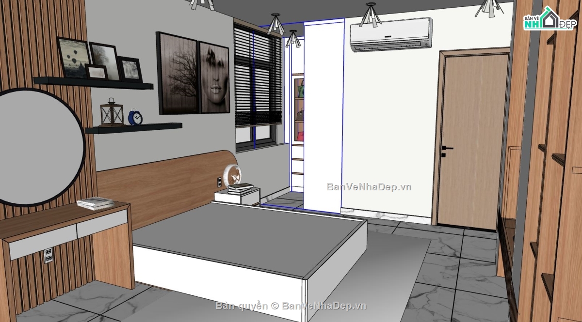 nội thất phòng ngủ,mẫu phòng ngủ,Sketchup mẫu nội thất