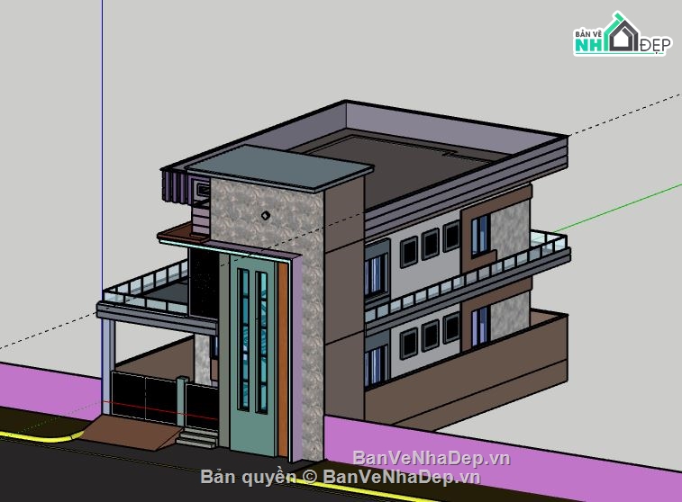 Nhà phố 1 tầng,model su nhà phố 1 tầng,sketchup nhà phố 1 tầng