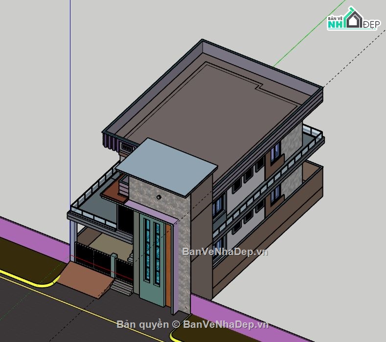 Nhà phố 1 tầng,model su nhà phố 1 tầng,sketchup nhà phố 1 tầng