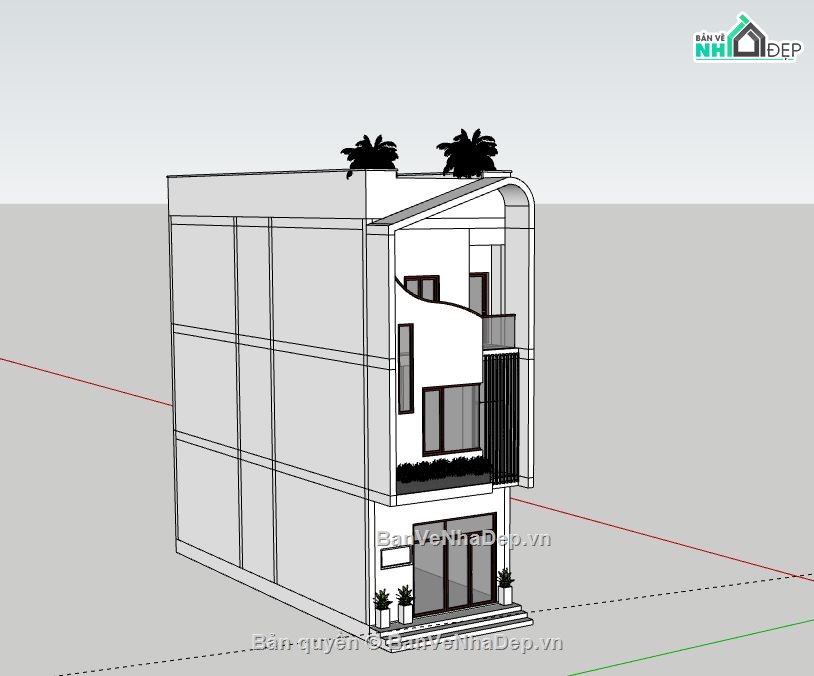 Nhà phố 3 tầng,Model su nhà phố 3 tầng,nhà phố 3 tầng file su