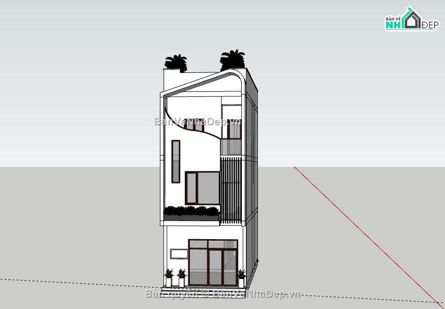 Nhà phố 3 tầng,Model su nhà phố 3 tầng,nhà phố 3 tầng file su
