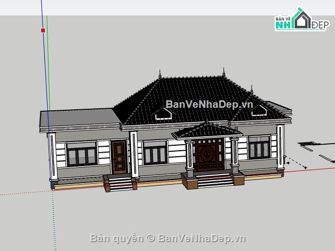 biệt thự 1 tầng,Model su biệt thự 1 tầng,biệt thự 1 tầng file su