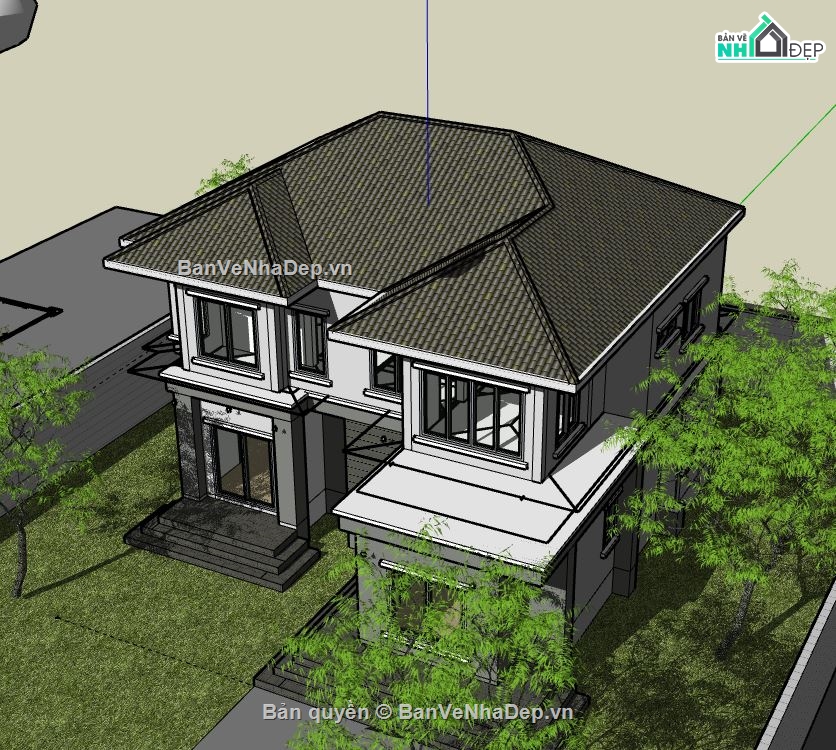 Biệt thự 2 tầng,model su biệt thự 2 tầng,biệt thự 2 tầng file su