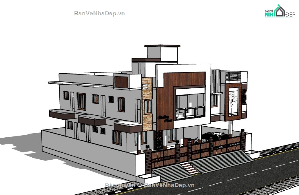 Biệt thự 2 tầng,Model su biệt thự 2 tầng,biệt thự 2 tầng file su