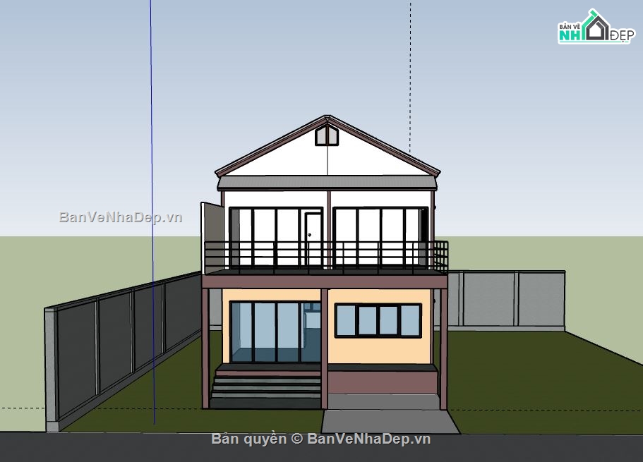 Biệt thự 2 tầng,file su biệt thự 2 tầng,biệt thự 2 tầng sketchup