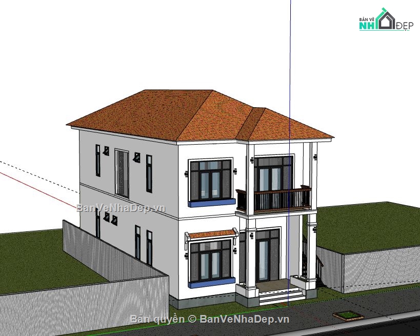 Biệt thự 2 tầng,model su biệt thự 2 tầng,biệt thự 2 tầng file su