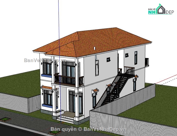 Biệt thự 2 tầng,model su biệt thự 2 tầng,biệt thự 2 tầng file su