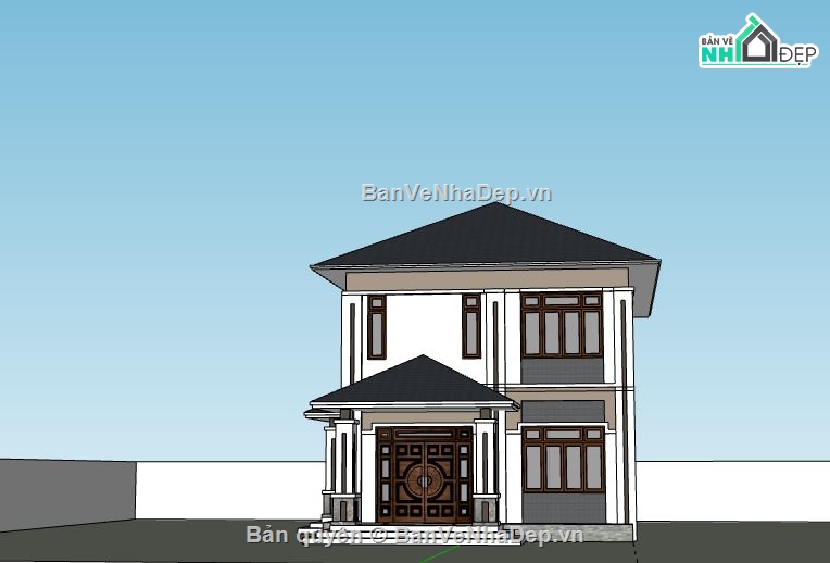 Biệt thự 2 tầng,model su biệt thự 2 tầng,file sketchup biệt thự 2 tầng