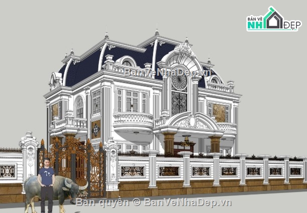 biệt thự 2 tầng,sketchup biệt thự 2 tầng,biệt thự 2 tầng sketchup