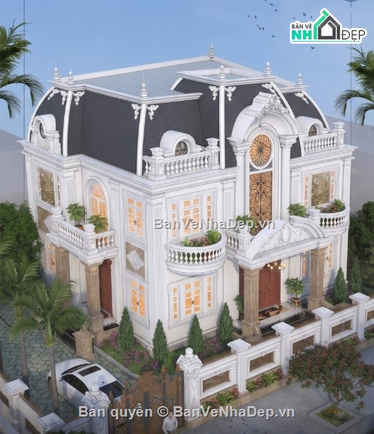 biệt thự 2 tầng,sketchup biệt thự 2 tầng,biệt thự 2 tầng sketchup