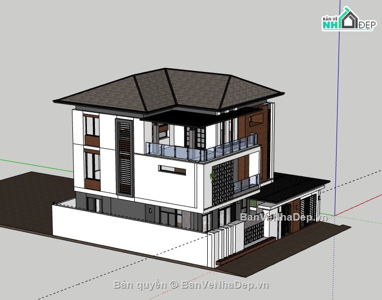 Biệt thự 3 tầng,Model su biệt thự 3 tầng,file su biệt thự 3 tầng