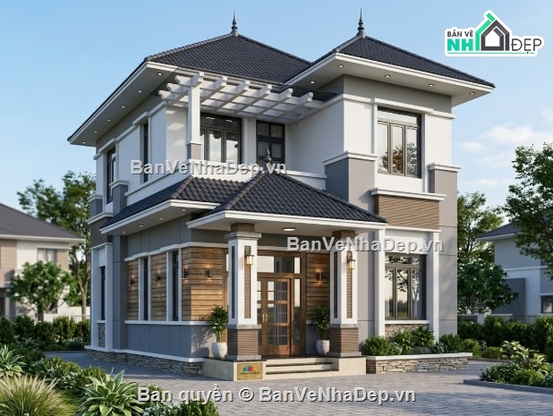 biệt thự 2 tầng,sketchup biệt thự 2 tầng,biệt thự 2 tầng sketchup