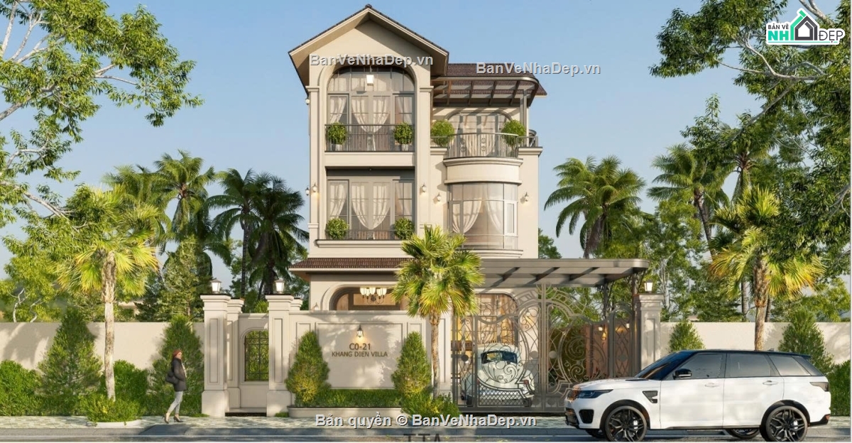 Sketchup biệt thự tân cổ,Sketchup biệt thự hiện đại,biệt thự tân cổ