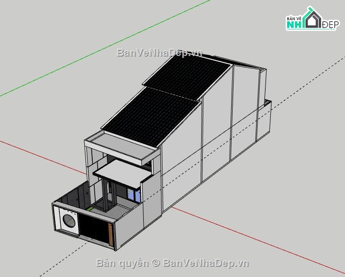Nhà phố 2 tầng,Model su nhà phố 2 tầng,sketchup nhà phố 2 tầng