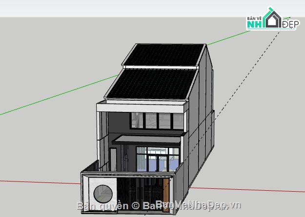 Nhà phố 2 tầng,Model su nhà phố 2 tầng,sketchup nhà phố 2 tầng