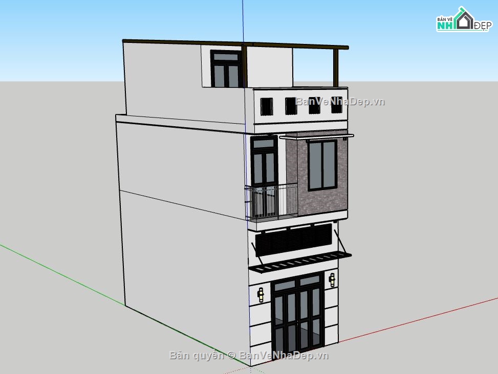 Nhà phố 3 tầng,Model su nhà phố 3 tầng,nhà phố
