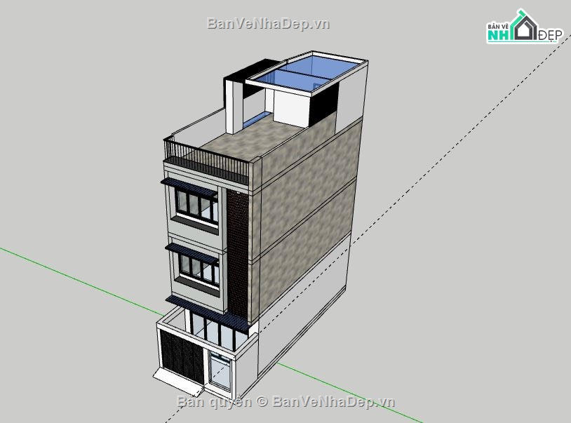 Nhà phố 3 tầng,File su nhà phố 3 tầng,sketchup nhà phố 3 tầng