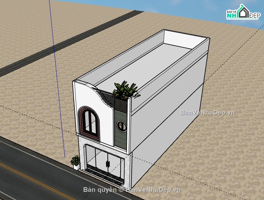Nhà phố 2 tầng,Model su nhà phố 2 tầng,sketchup nhà phố 2 tầng