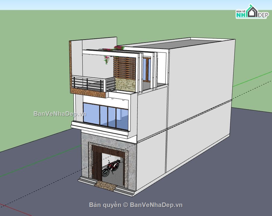 Nhà phố 3 tầng,File su nhà phố 3 tầng,sketchup nhà phố 3 tầng