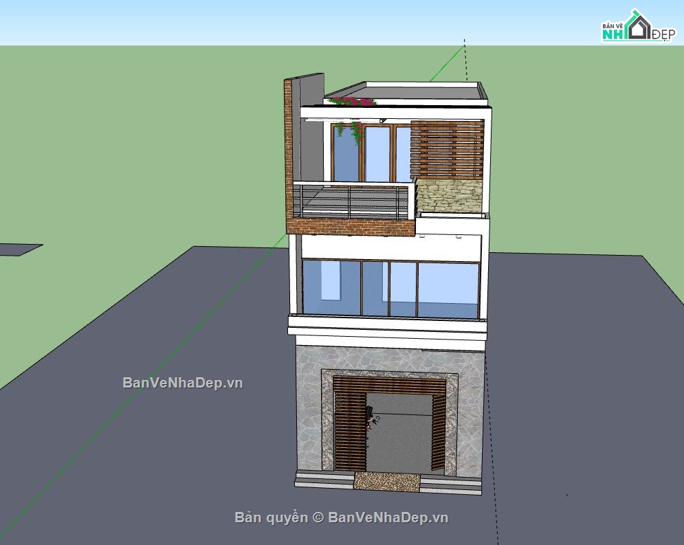 Nhà phố 3 tầng,File su nhà phố 3 tầng,sketchup nhà phố 3 tầng