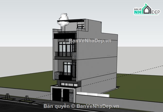 Nhà phố 3 tầng,model su nhà phố 3 tầng,nhà phố 3 tầng sketchup