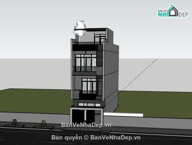 Nhà phố 3 tầng,model su nhà phố 3 tầng,nhà phố 3 tầng sketchup